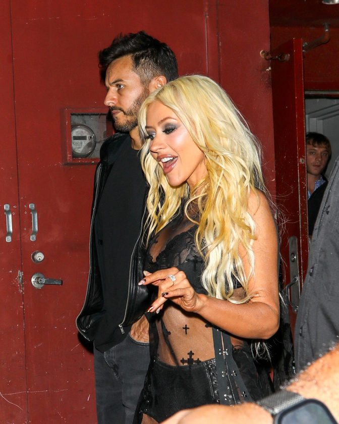 Christina Aguilera Sheer Cross Top Thigh High Boots Prep Day Hollywood