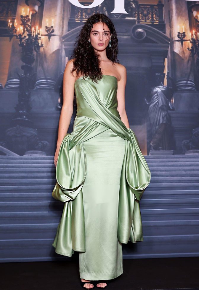 Deva Cassel Sage Satin Dior Gown Phantom Premiere Paris