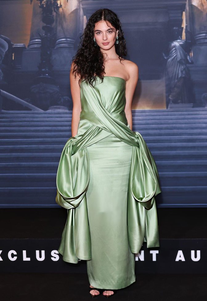 Deva Cassel Sage Satin Dior Gown Phantom Premiere Paris