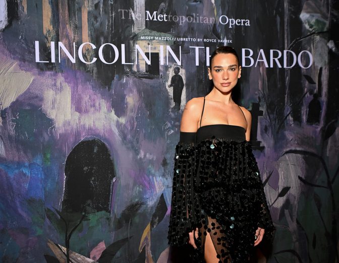 Dua Lipa Black Sequin Ferragamo Gown Met Opera Cleavage Slit