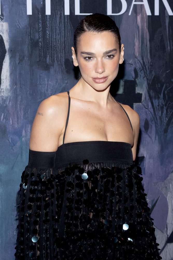 Dua Lipa Black Sequin Ferragamo Gown Met Opera Cleavage Slit