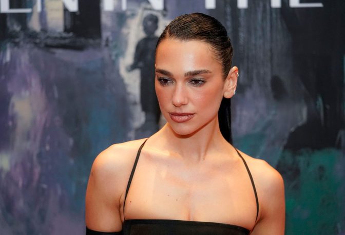 Dua Lipa Black Sequin Ferragamo Gown Met Opera Cleavage Slit