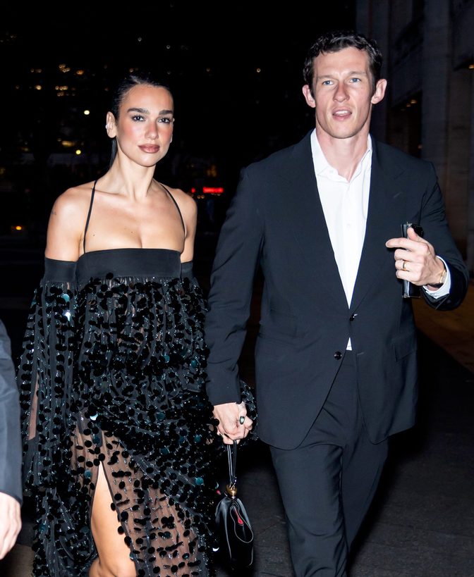 Dua Lipa Black Sequin Ferragamo Gown Met Opera Cleavage Slit