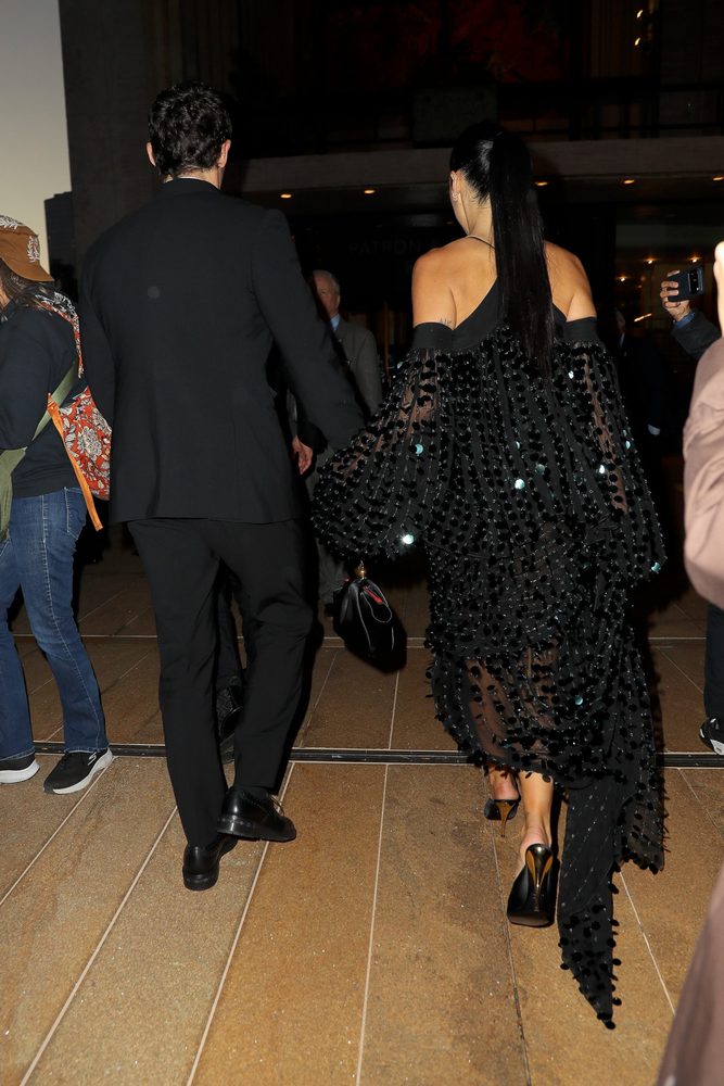 Dua Lipa Black Sequin Ferragamo Gown Met Opera Cleavage Slit