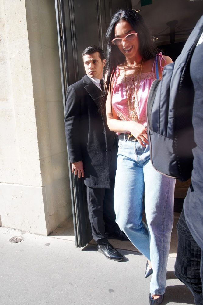 Dua Lipa Braless Sheer Pink Top Chanel Paris