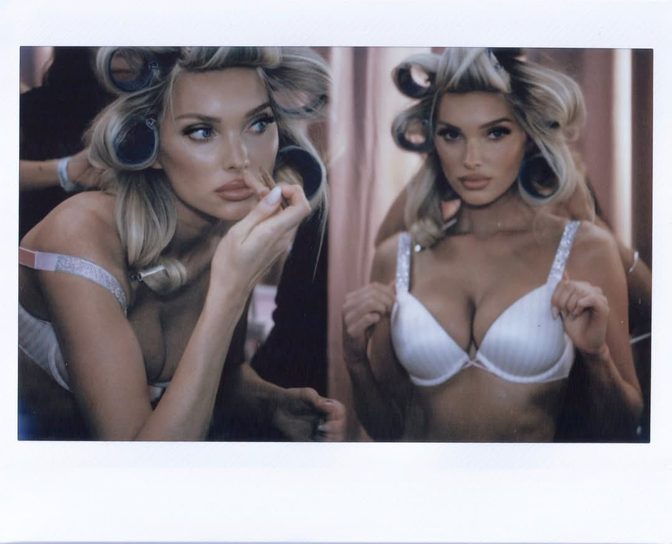 Elsa Hosk Big Breasts Pink Corset Vs Backstage