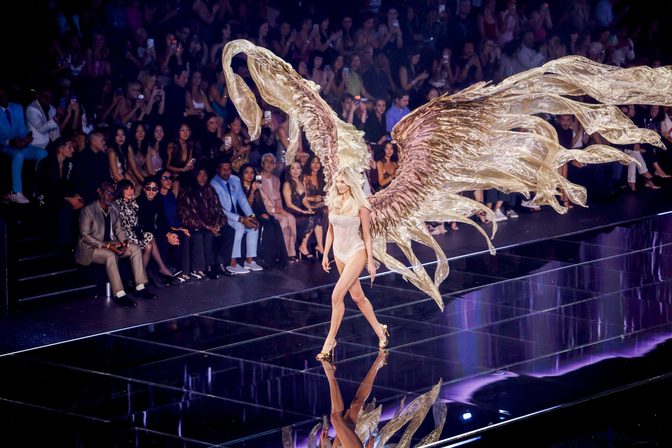 Elsa Hosk Sheer Nude Lace Golden Wings Vsfs
