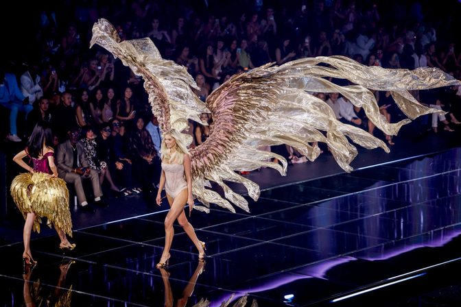 Elsa Hosk Sheer Nude Lace Golden Wings Vsfs