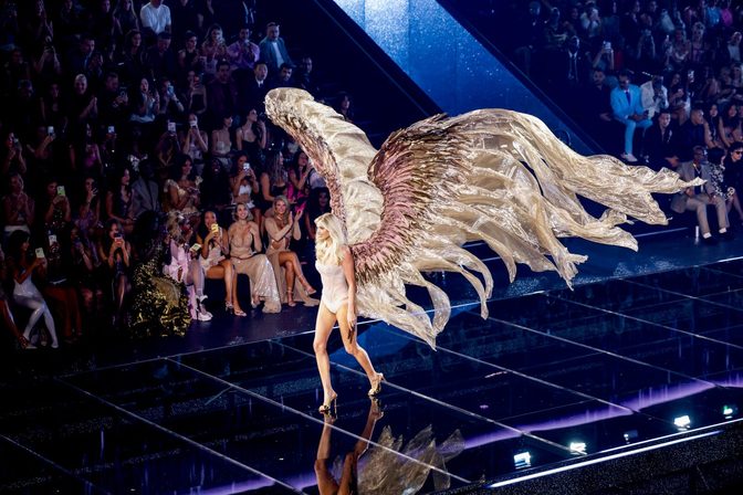 Elsa Hosk Sheer Nude Lace Golden Wings Vsfs