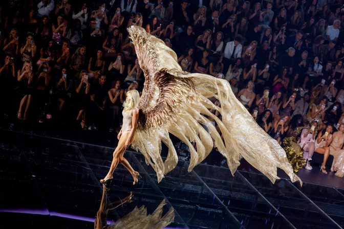 Elsa Hosk Sheer Nude Lace Golden Wings Vsfs