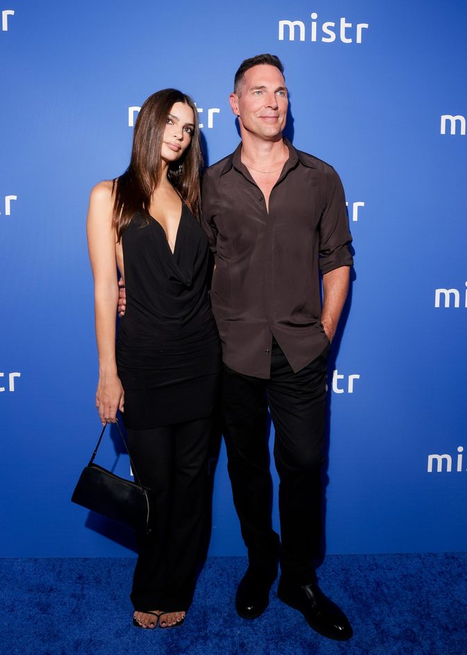 Emily Ratajkowski Deep Cleavage Black Cowl Dress Mistr Party