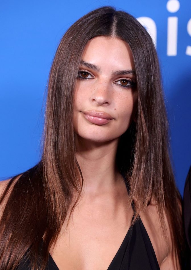Emily Ratajkowski Deep Cleavage Black Cowl Dress Mistr Party