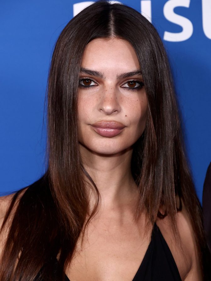 Emily Ratajkowski Deep Cleavage Black Cowl Dress Mistr Party