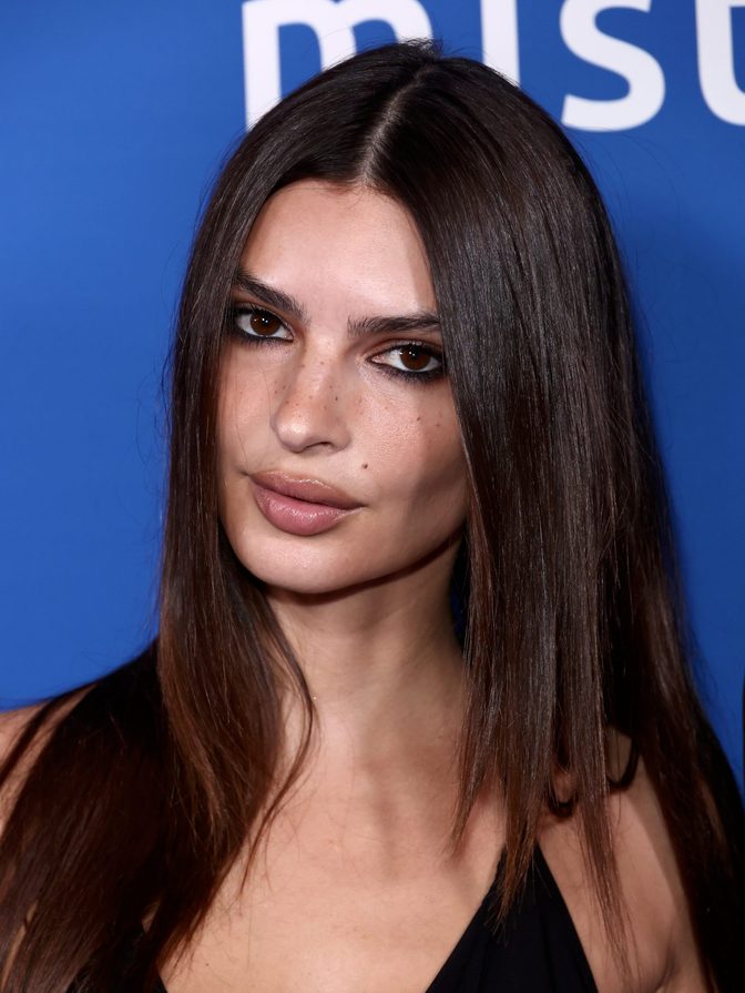 Emily Ratajkowski Deep Cleavage Black Cowl Dress Mistr Party