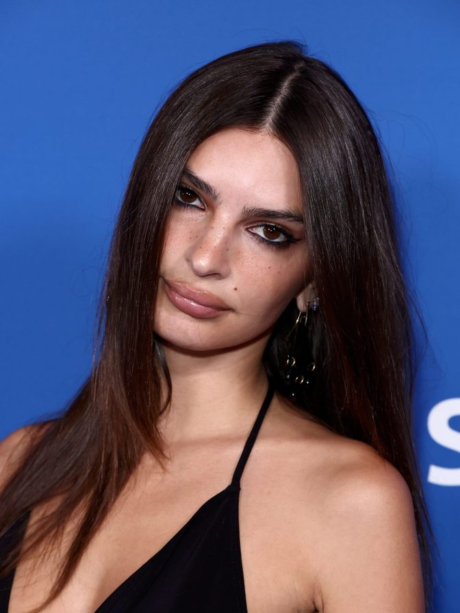 Emily Ratajkowski Deep Cleavage Black Cowl Dress Mistr Party