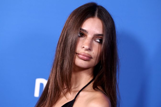 Emily Ratajkowski Deep Cleavage Black Cowl Dress Mistr Party