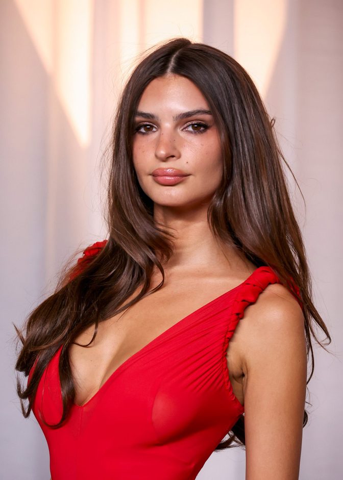 Emily Ratajkowski Red Dress Cleavage Academy Museum Gala