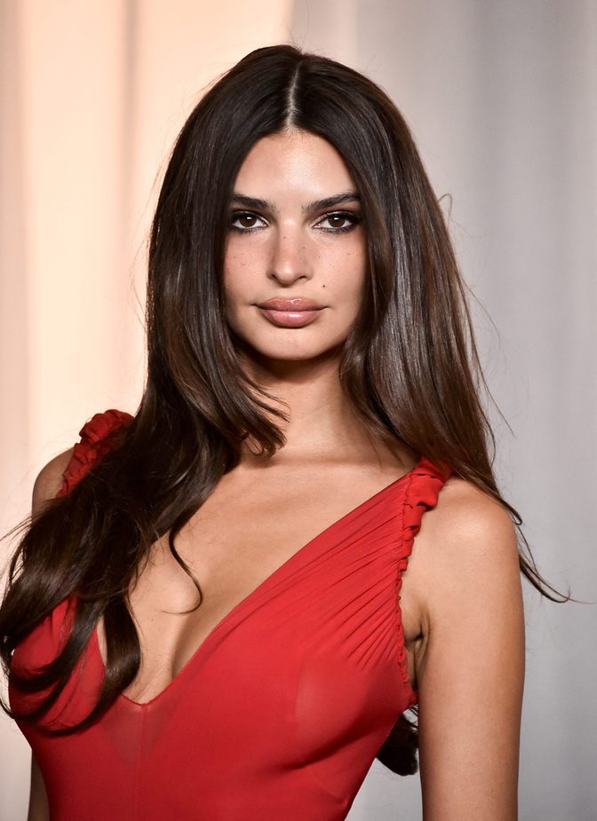 Emily Ratajkowski Red Dress Cleavage Academy Museum Gala