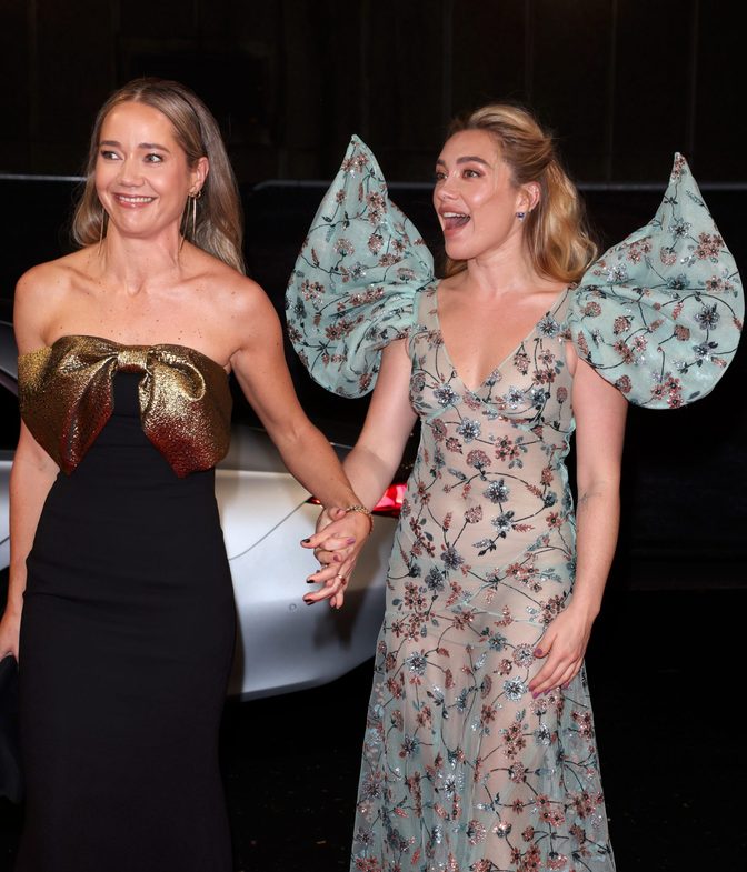 Florence Pugh Braless Boobs Sheer Floral Gown London Red Carpet