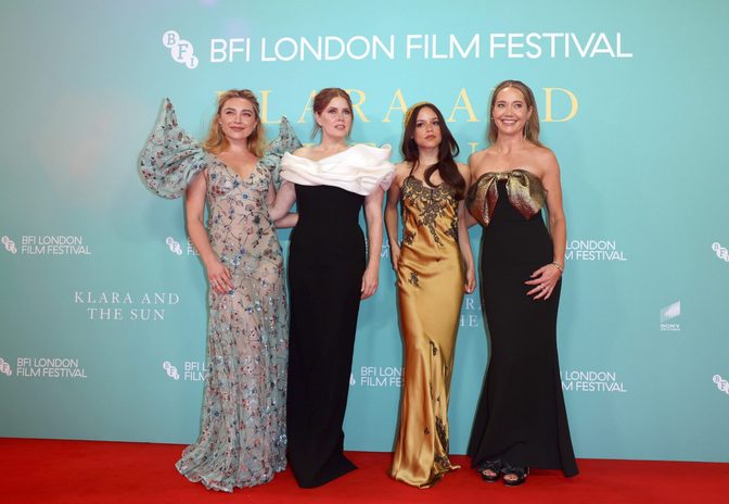 Florence Pugh Braless Boobs Sheer Floral Gown London Red Carpet