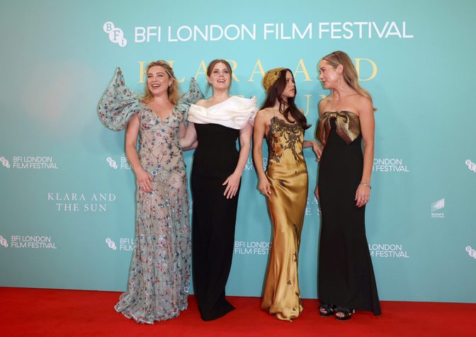 Florence Pugh Braless Boobs Sheer Floral Gown London Red Carpet