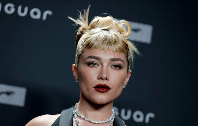 Florence Pugh Plunging Cleavage Black Dress Jaguar Launch
