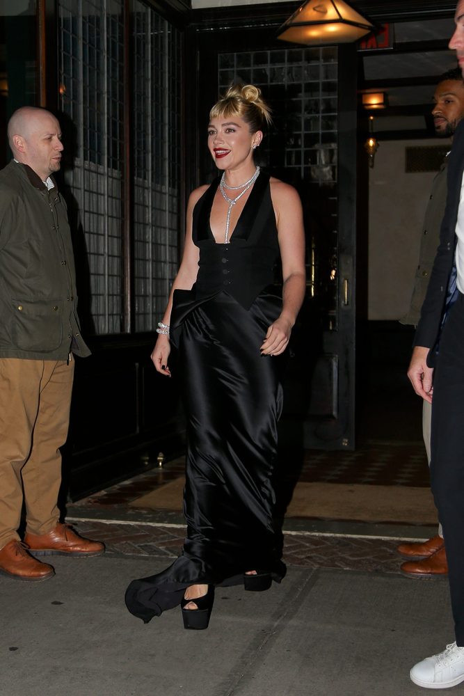 Florence Pugh Plunging Cleavage Black Dress Jaguar Launch