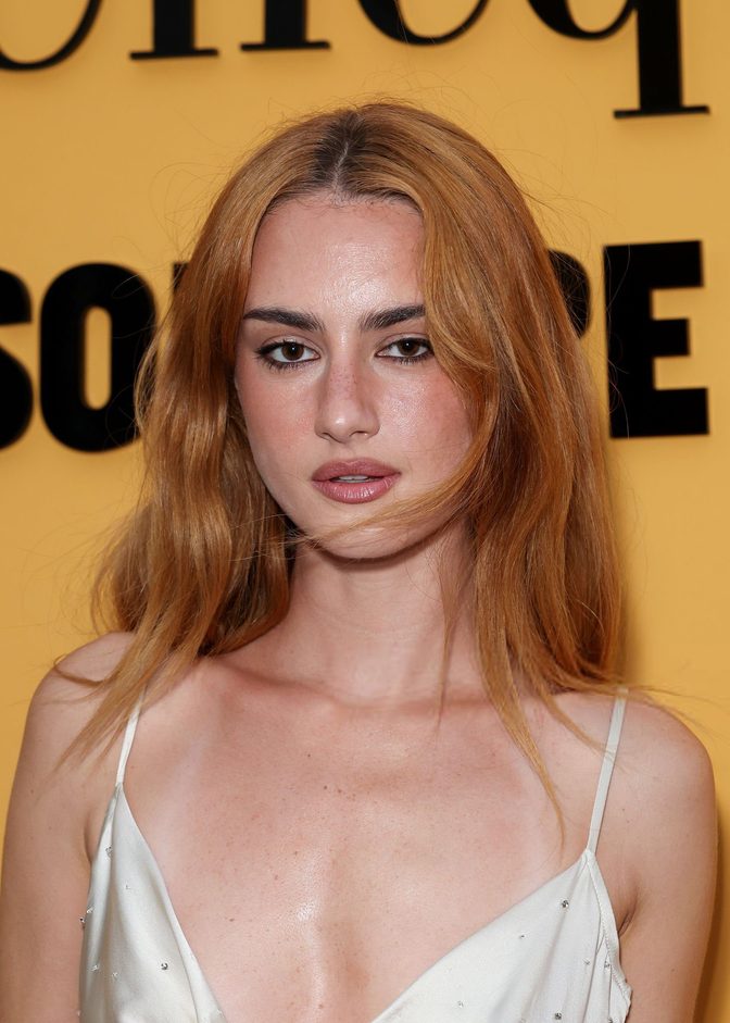 Grace Van Patten Cleavage Tight Satin Slip Dress