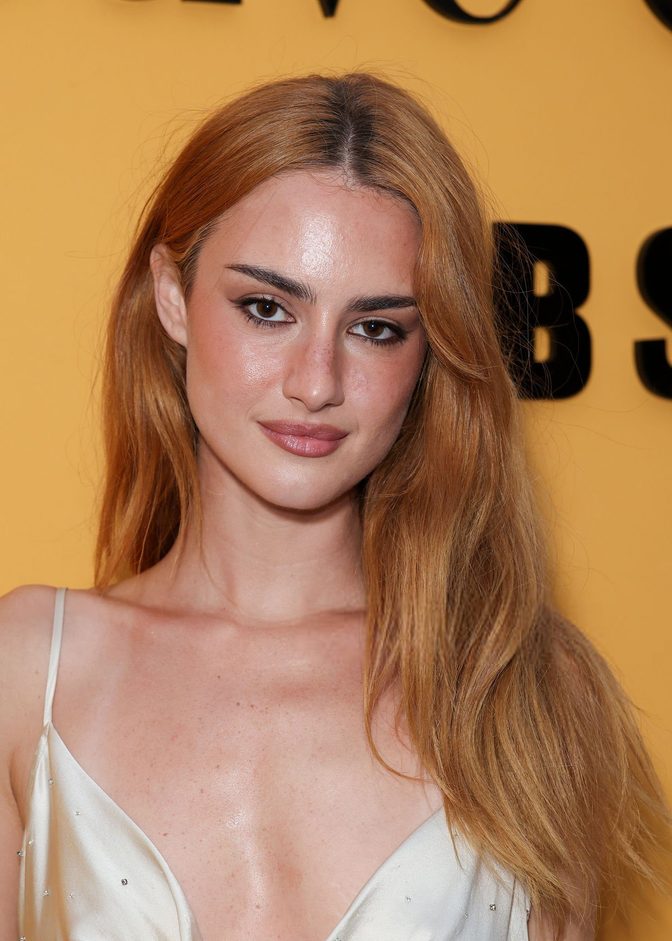 Grace Van Patten Cleavage Tight Satin Slip Dress