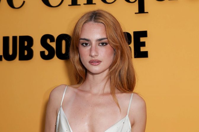Grace Van Patten Cleavage Tight Satin Slip Dress