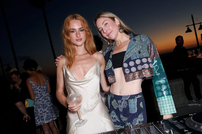 Grace Van Patten Cleavage Tight Satin Slip Dress