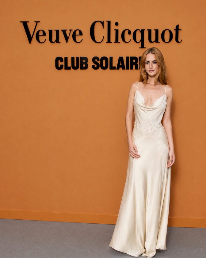 Grace Van Patten Cleavage Tight Satin Slip Dress