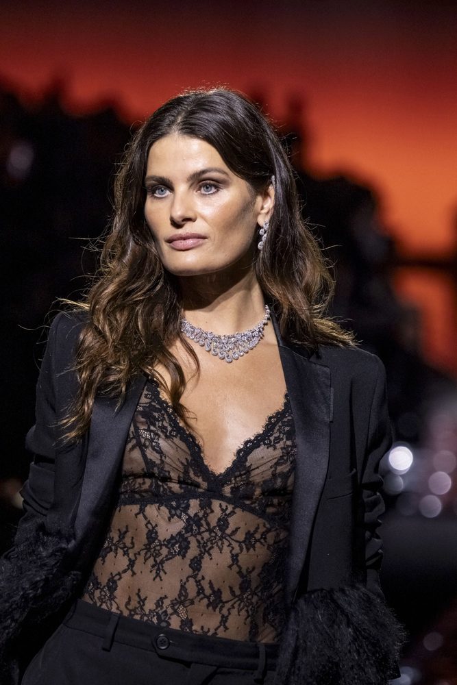 Isabeli Fontana Nipples See Through Lace Top Messika Runway