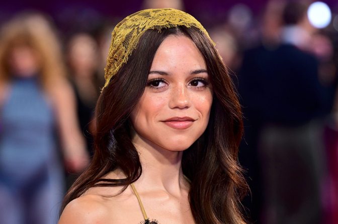 Jenna Ortega Gold Satin Open Back Gown London Premiere