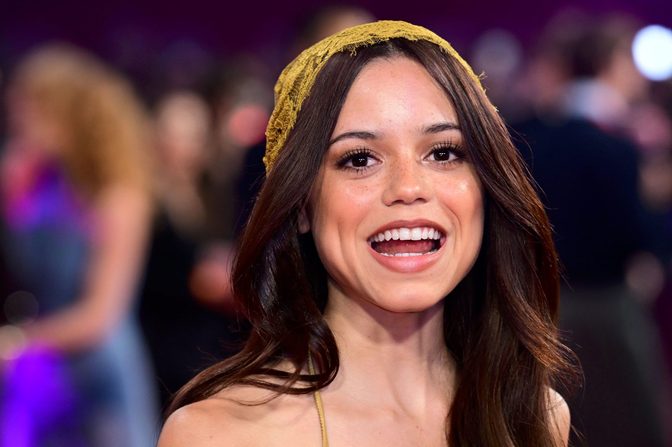 Jenna Ortega Gold Satin Open Back Gown London Premiere