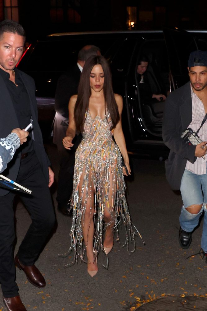 Jenna Ortega Steel Fringe Dress Deep Cleavage Klara Screening