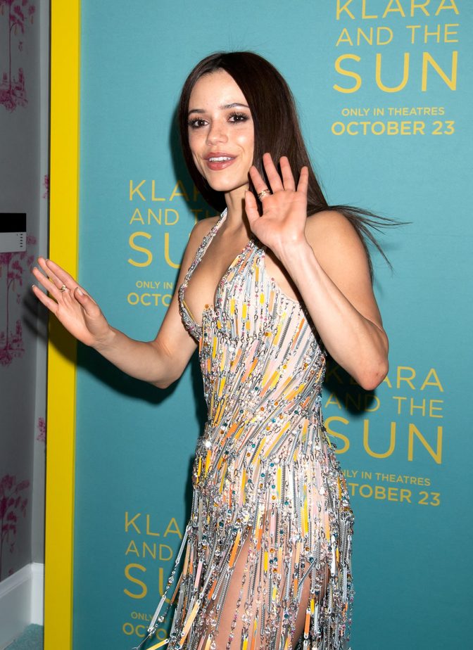 Jenna Ortega Steel Fringe Dress Deep Cleavage Klara Screening