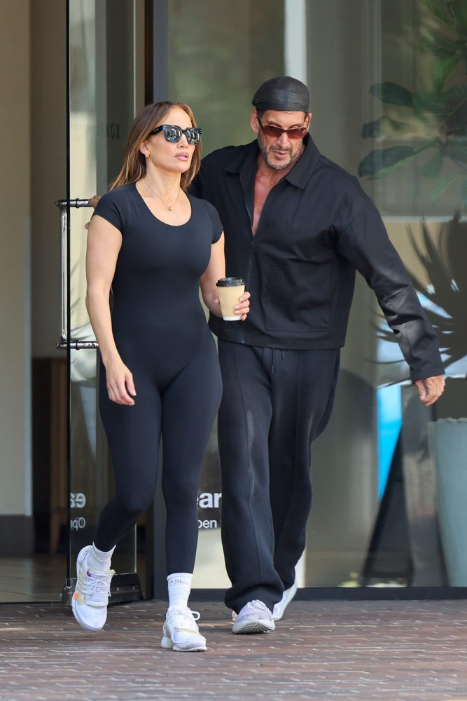 Jennifer Lopez Santa Monica Gym Black Bodysuit