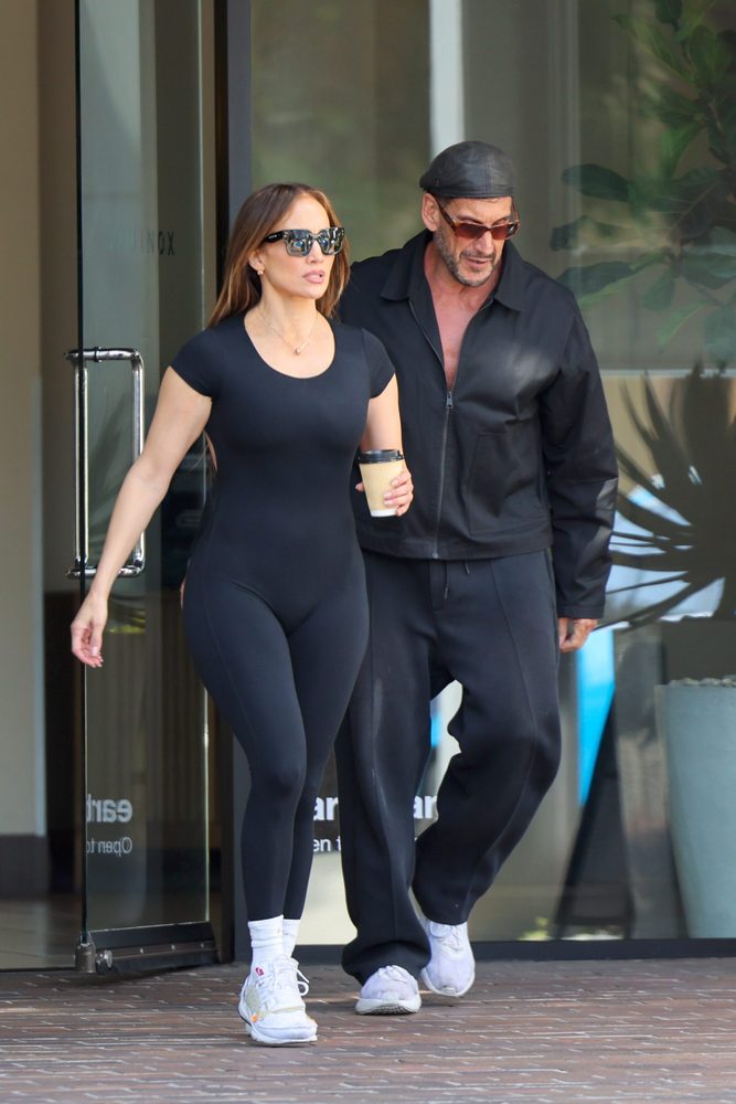 Jennifer Lopez Santa Monica Gym Black Bodysuit