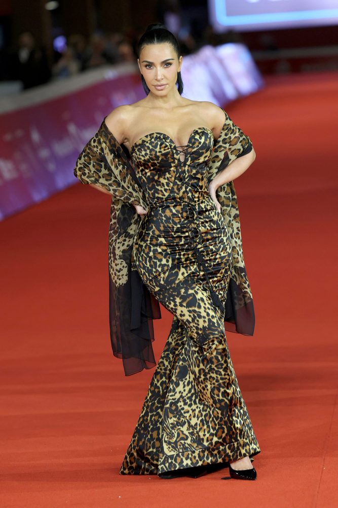 Kim Kardashian Big Cleavage Big Ass Leopard Mermaid Dress