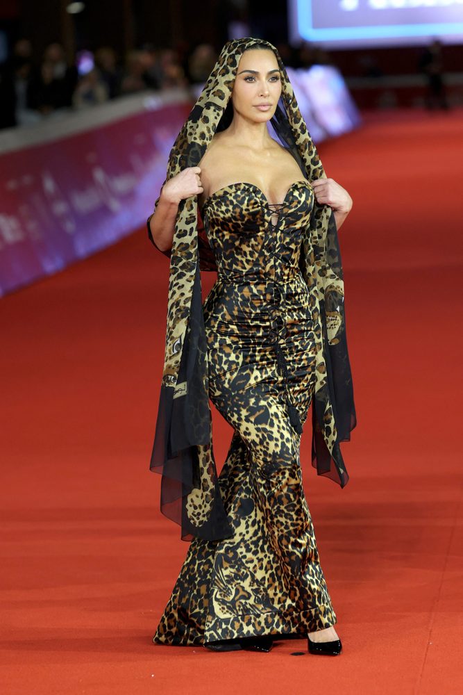 Kim Kardashian Big Cleavage Big Ass Leopard Mermaid Dress