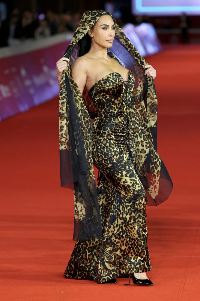 Kim Kardashian Big Cleavage Big Ass Leopard Mermaid Dress