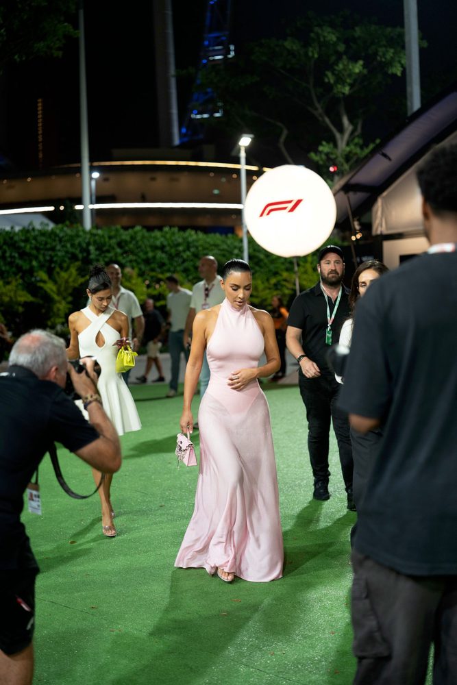 Kim Kardashian See Through Pink Dress Ass Curves F1 Paddock