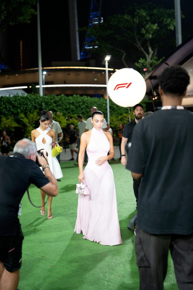 Kim Kardashian See Through Pink Dress Ass Curves F1 Paddock
