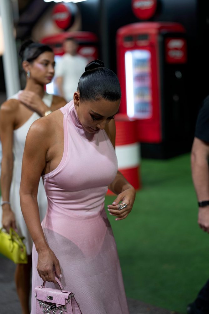 Kim Kardashian See Through Pink Dress Ass Curves F1 Paddock