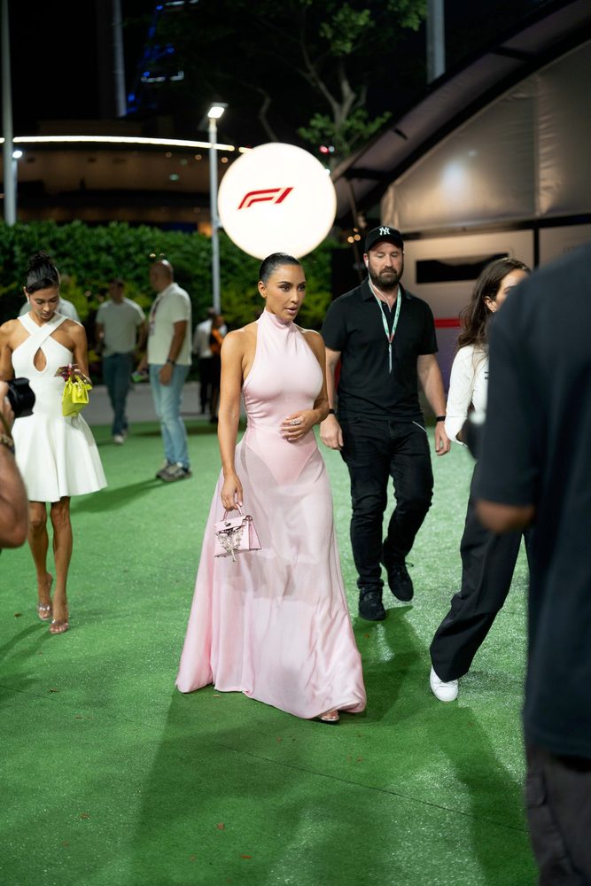 Kim Kardashian See Through Pink Dress Ass Curves F1 Paddock