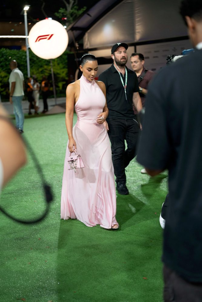Kim Kardashian See Through Pink Dress Ass Curves F1 Paddock