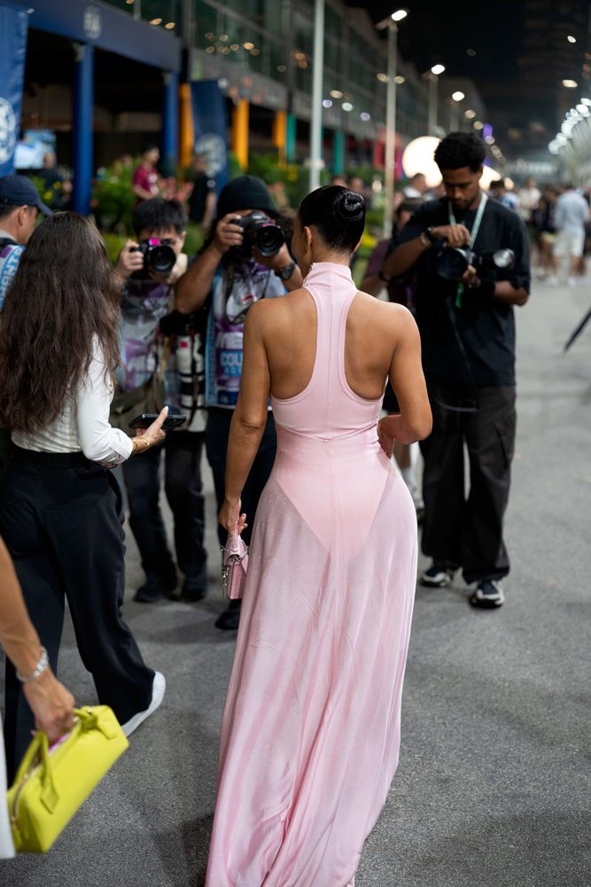 Kim Kardashian See Through Pink Dress Ass Curves F1 Paddock