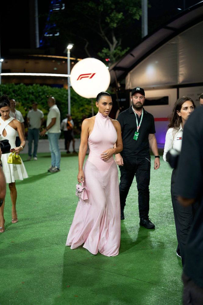 Kim Kardashian See Through Pink Dress Ass Curves F1 Paddock