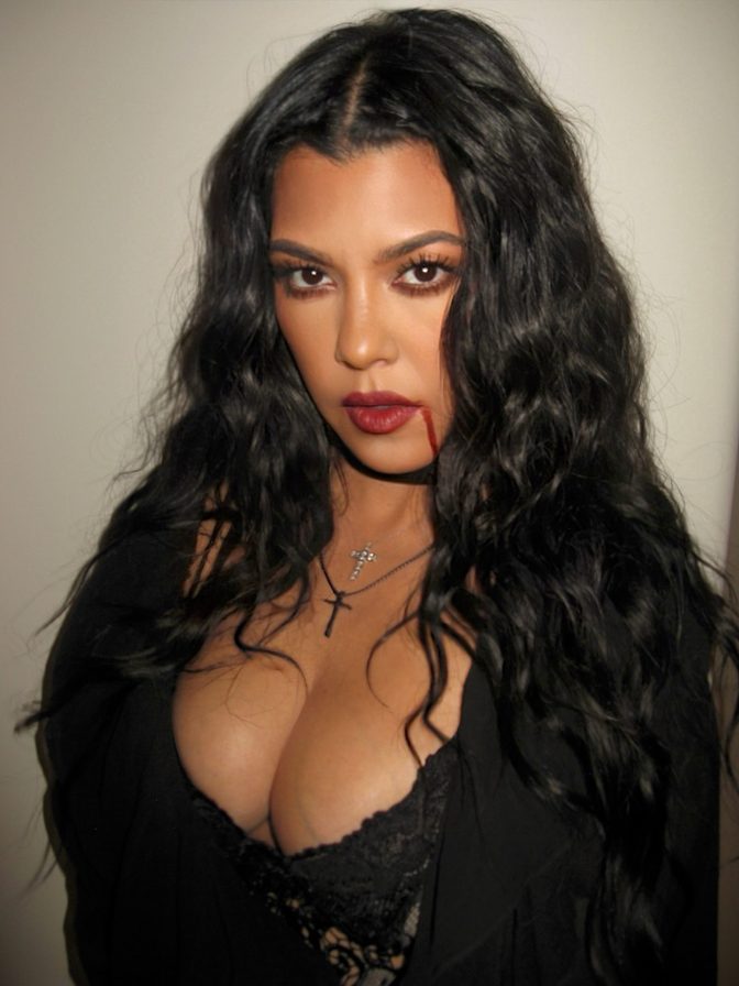 Kourtney Kardashian Big Boobs Sheer Lace Vampire